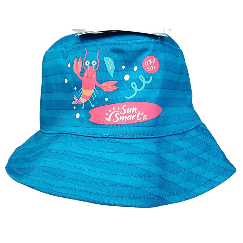 Sun Smart Child Youth Bucket Hat Teal Blue Protects Face & Ears UPF 50+ Lobster